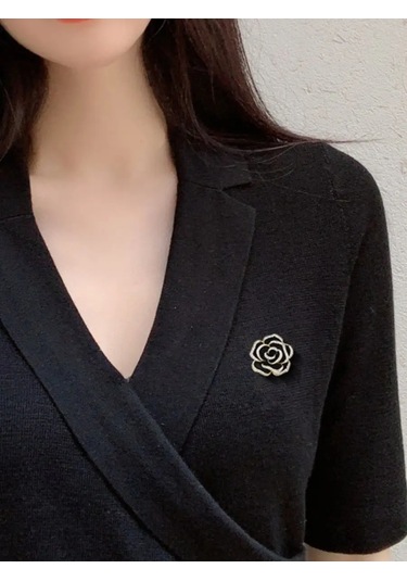 Beautiful Detail Orijinal Gül Desenli Broş 145118040 Siyah