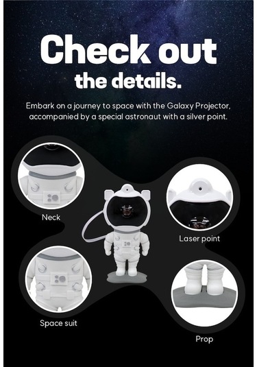 Fastbuy Beyaz Yıldızlı Gökyüzü Lamba - Şık Proje Işığı Beyaz