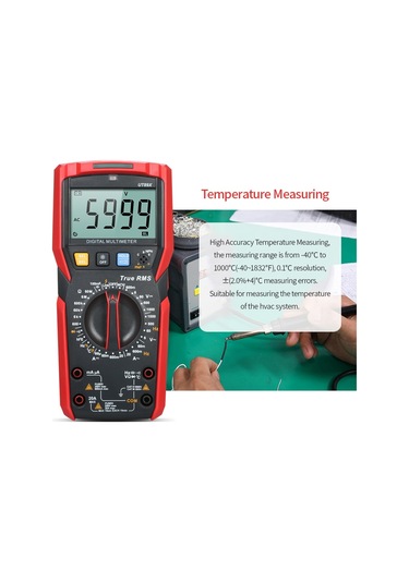 Unı-t Ut89x Yüksek Doğruluk El Mini Siyah Kırmızı Dijital Multimetre