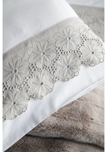 Apricitas Home Nolan Gri %100 Pamuk Çift Kişilik Nevresim Takımı Ve Artizan Yatak Örtüsü Seti Gri