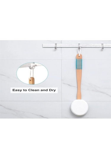 Moveevo Kemik Boyutlu Ahşap Saplı Vücut Losyon Uygulayıcı - 3 Değiştirilebilir Yumuşak Pad, Omuz-ayak Erişim Kolaylaştırıcı, Kaymaz Tutuş, Temizlenmesi Kolay Beyaz - Mavi