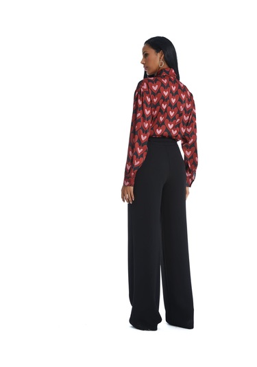 Kalp Desenli Şık Gömlek Zarif Fiyonk Detaylı Tasarım Kiremit