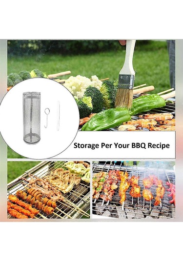 Açık Hava Izgarası İçin Tekerlekli Izgara Sepeti, Et Izgarası İçin Barbekü Tekerlekli Izgara Ağı Silindiri