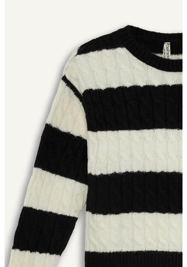 Defacto Siyah Kız Çocuk Kazak F2749a8/bk81 SiYAH