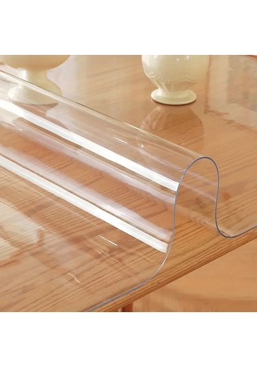 2 Mm Şeffaf Pvc Masa Örtüsü Kristal Netlikte Masa Koruyucu Şeffaf