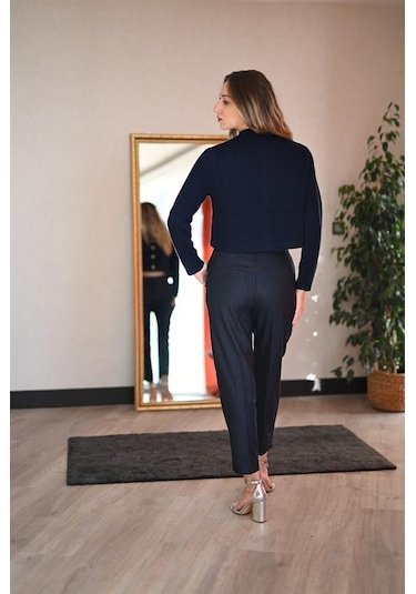 Lemajh Çizgili Havuç Pantolon Lacivert-lacivert Lacivert