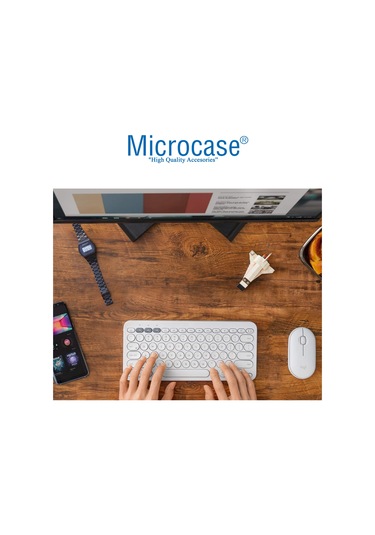 Microcase Yuvarlak Tuşlu Bluetooth Kablosuz Klavye - AL3048 Beyaz