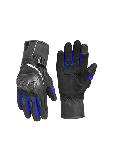 Kosona Kış Motosiklet Eldiveni - Dokunmatik Ekranlı Su Geçirmez Soğuk Hava Koruyucu Mavi-xl