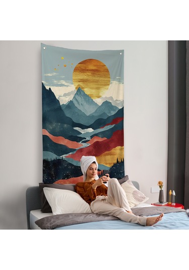 Dağların Üstündeki Güneş Manzarası Duvar Örtüsü-7649