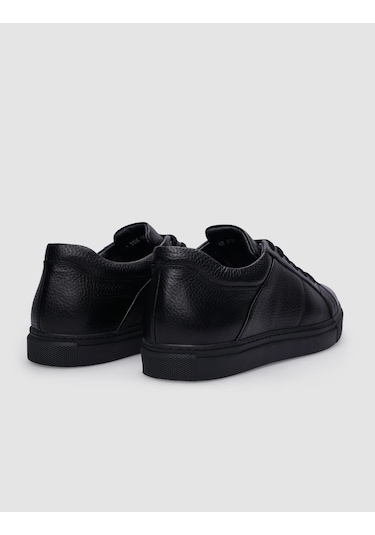 Cabani %100 Hakiki Deri Siyah Bağcıklı Erkek Sneaker Siyah