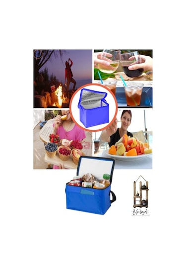 Soğuk Tutucu Termos Çanta Kamp Piknik Oto Soğutucu Buzluk Araç Serin Tutucu Sepet Mavi