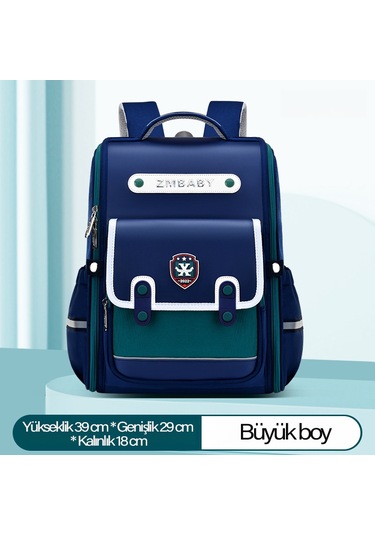 Zilinn Mavi-yeşil Büyük Boy Yeni İngiliz Tarzı İlkokul Çantası, Erkek Çocuk Çantası, Hafif Kız Çocuk Sırt Çantası Mavi - Yeşil
