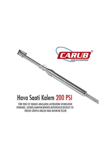 Carub Lastik Hava Ölçer Metal Büyük 208 Tip 200psi