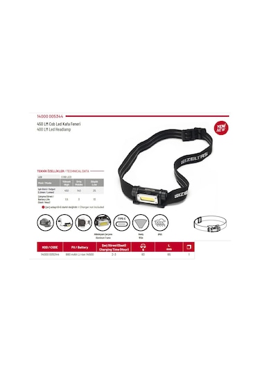 İzeltaş Cob Led Şarjlı Kafa Feneri 450 Lm 14000005344