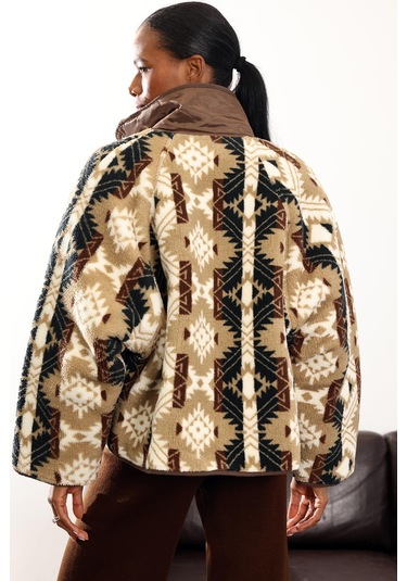 Kahverengi Çift Taraflı Şişme Polar Mont 01304 Kahverengi