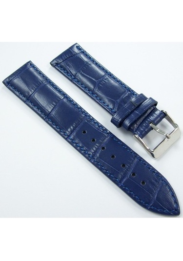 Çivit Mavisi Deri Saat Kordonu 22Mm Saat Kayışı Dikişli Parlament