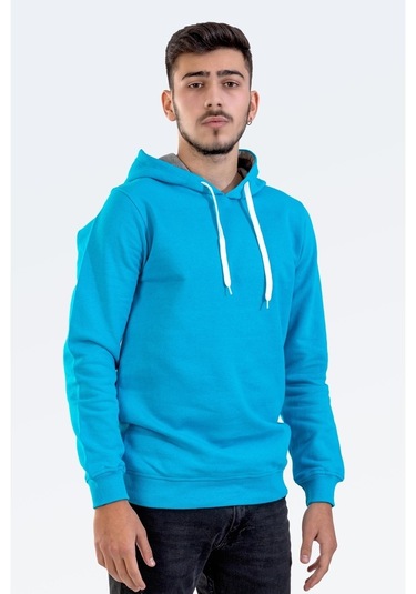 Ünisex Turkuaz Kapşonlu Sweatshırt Turkuaz
