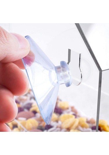 Yuntech01 Akrilik Duvarlı Kuş Yemleme Kutusu - Su Geçirmez, 3 Emme Çubuğuyla Sabitlenir, Havalandırma Delikleriyle Tohumları Kuru Tutar