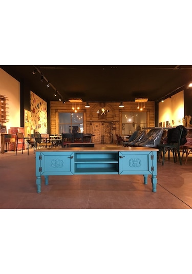 Onurdesign16 Onurdesign Pastel Boyalı Ahşap Tv Sehpası