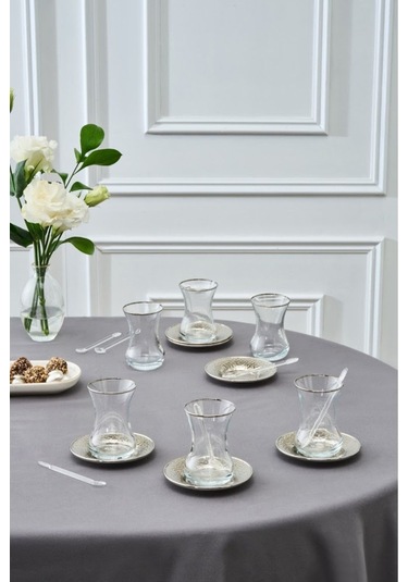 Karaca  Ada 6 Kişilik 18 Parça Çay Seti Platin