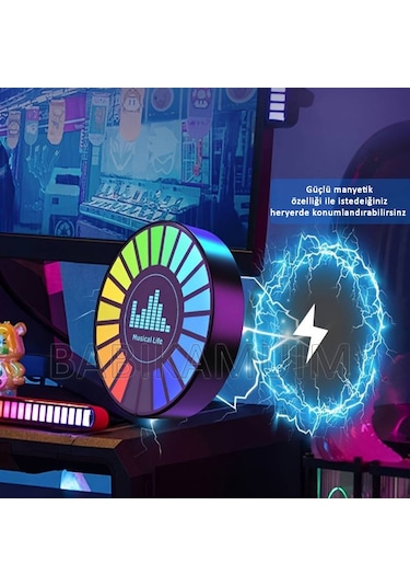 Rgb Sese Duyarlı Ritim Animasyonlu Müzik Ekolayzer 22 Ledli Şarjlı Kokulu Led Disk