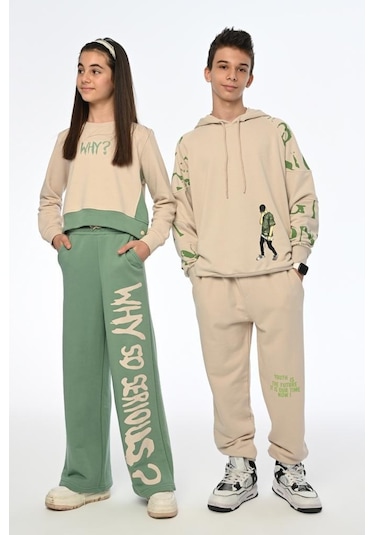 Erkek Çocuk Kamuflaj Baskılı Kapüşonlu Sweatshirt-13409-bej