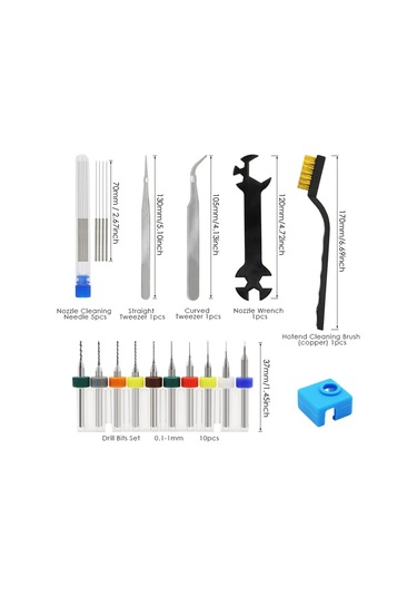 Sointeresting Mk8 3d Yazıcı Nozulları, Ender3 Nozul Temizleme Kitleri 3d Yazıcı Nozul Bakım Kiti 3d Yazıcı Araçları