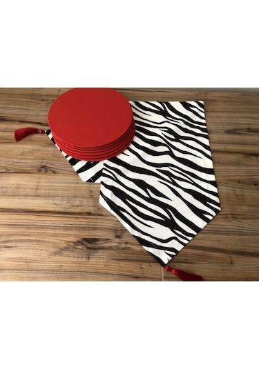 Zebra Desenli Runner & Supla Çok Renkli