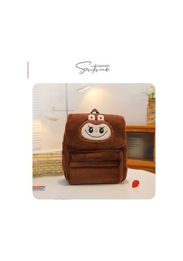 Maoyaya Karikatür Desenli Hafif Peluş Sırt Çantası Bezi Kahverengi Kahverengı
