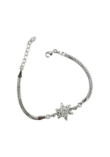 Gümüş Bayan Lotus Çiçeği Bileklik Rodyum