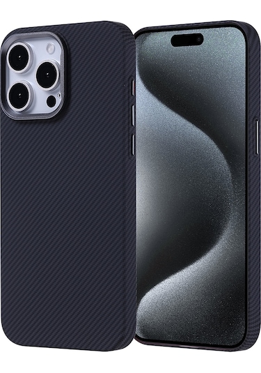 iPhone Uyumlu 15 Pro Max Kılıf Magsafe Şarj Özellikli Karbon Fiber Görünümlü Nekst Yeşil Yeşil