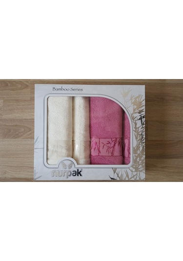 Nurpak 4 Parça Bambu Havlu Takımı Mürdüm Krem