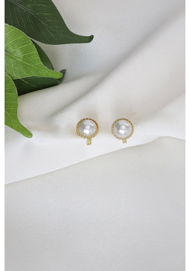 Mrs Flower İncili Pirinç Küpe Çok Renkli