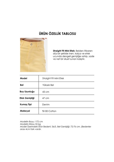 Kadın Sarı 6s6-108 Straight Mini Denim Etek