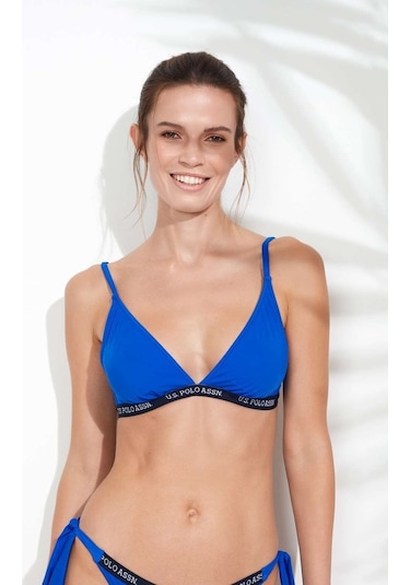 U.S. Polo Assn. Kadın Saks Mavi Geniş Üçgen Bikini Üst 21501