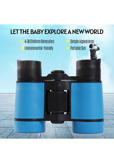 Kosona Çocuk İçin 4x30 Büyüklüklü İkiz Lens Gözlük, Kaymazsız Kollü, Optik Cam Lensli, Mavi Mavi