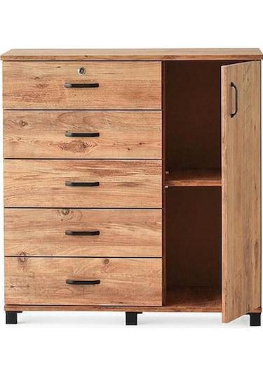 Buket Dolaplı 5 Çekmeceli Şifonyer 94x45x95 Demonte 001