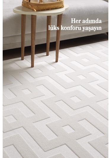 Modern Halı Yıkanabilir Halı Kaymaz Tabanlı Halı İskandinav Salon Halısı Yolluk Mutfak Halısı Sisal Krem