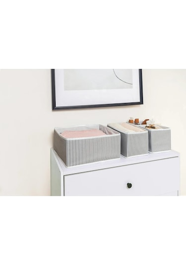 2 Adet 4'lü Çok Amaçlı Dolap Içi Ve Çekmece Içi Düzenleyici Organizer Kutu Seti Gri-beyaz