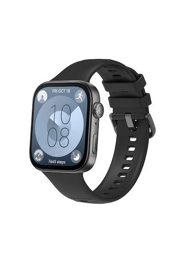 Ekılıf - Huawei Watch Fit 3 Uyumlu - Kordon Band Serisi Klasik Kordon Silikon Strap Kayış - Gri