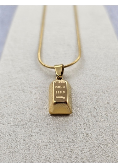 Xuping Külçe Model Çelik Kolye Gold Renk Standart Boy Altın