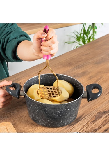 Porsima Paslanmaz Metal Patates Ezici Patates Ezeceği 24cm Fuşya