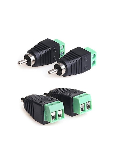 Koodmax 10 Adet Rca Erkek Fiş Vidalı Terminal Konektörü Cctv Kamera Video Balun