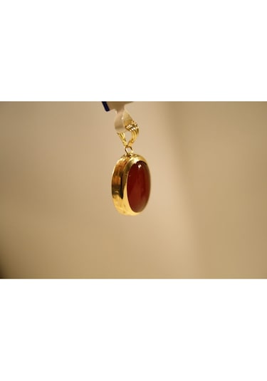 Yenigün Kuyumculuk 14 Ayar Altın Kadın Oval Akik Taşlı Kolye Ucu 2322