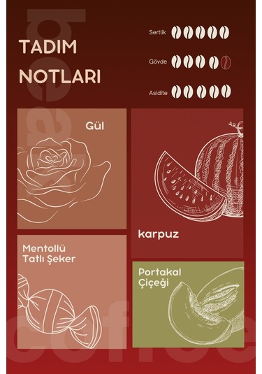 Colombia Red Rose Watermelon Çekirdek Kahve 250 Gr , %100 Arabica Çekirdek Kahve
