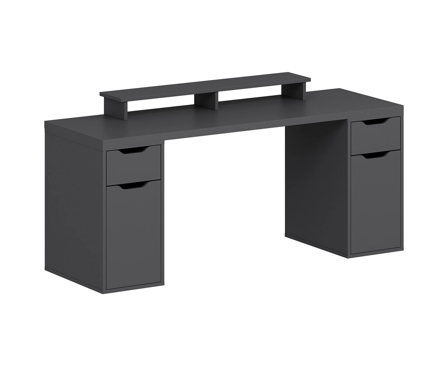 Alen 180 Cm 2 Çekmeceli 2 Dolaplı Çalışma & Oyuncu Masası - Antrasit Siyah