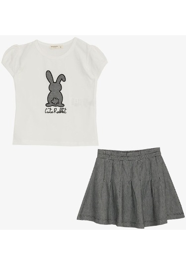 Breeze Kız Çocuk Etekli Takım Şirin Tavşancık Baskılı 3-8 Yaş, Ekru-ekru Ekru