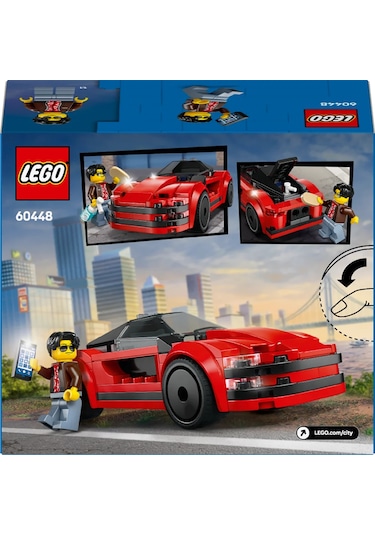 LEGO® City Kırmızı Spor Araba 60448 - 5 Yaş ve Üzeri Çocuklar için Yaratıcı Oyuncak Yapım Seti (109 Parça)