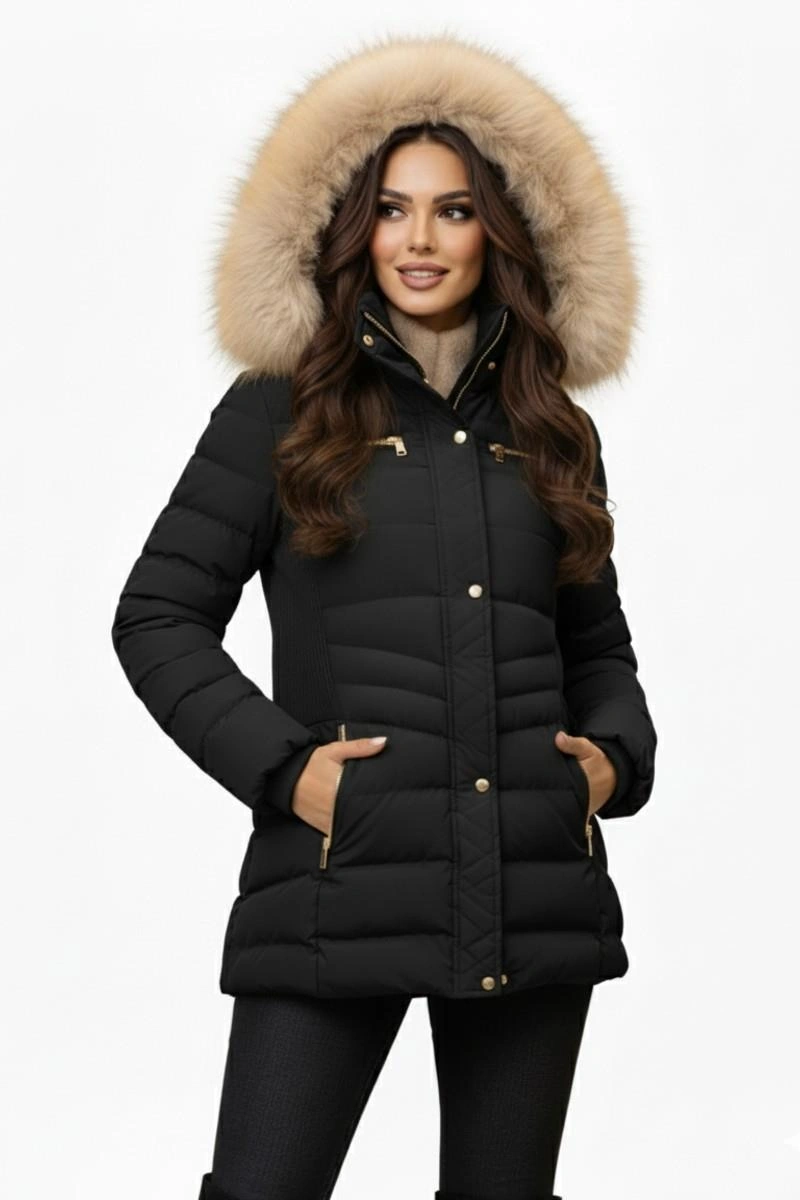 Kadın Büyük Beden Spor Kapüşonlu İçi Peluş Mont M5306 Bgl-st04892 Siyah