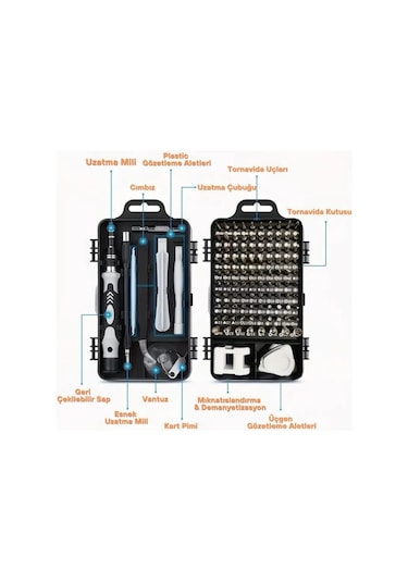 115 Parça Bilgisayar Gözlük Saat Telefon Tamir Tornavida Seti Kutulu